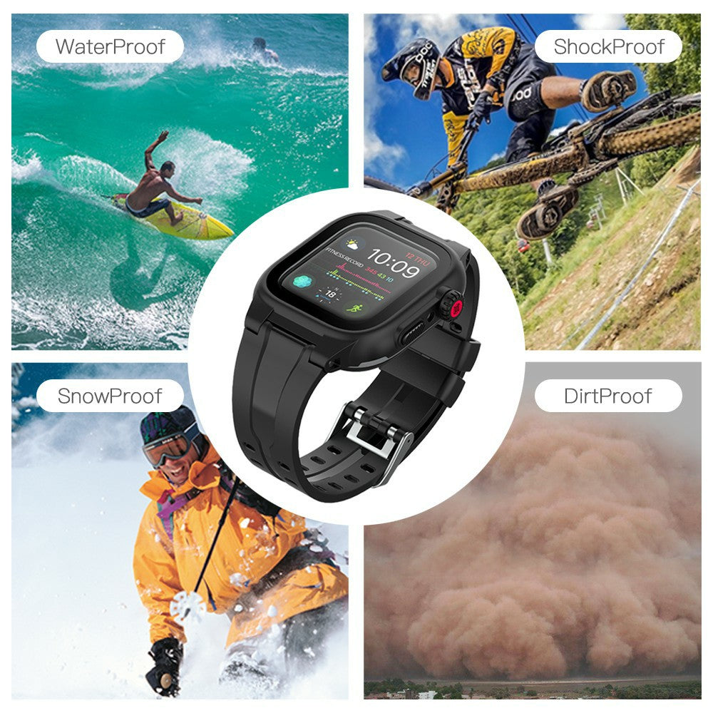 SHELLBOX Breathable Sports Silicone Watch Band+Waterproof Cover for Apple Watch Series SE / SE (2022) / 6 / 5 / 4 44mm