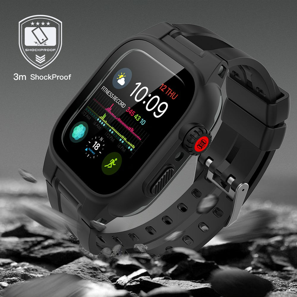 SHELLBOX Breathable Sports Silicone Watch Band+Waterproof Cover for Apple Watch Series SE / SE (2022) / 6 / 5 / 4 44mm