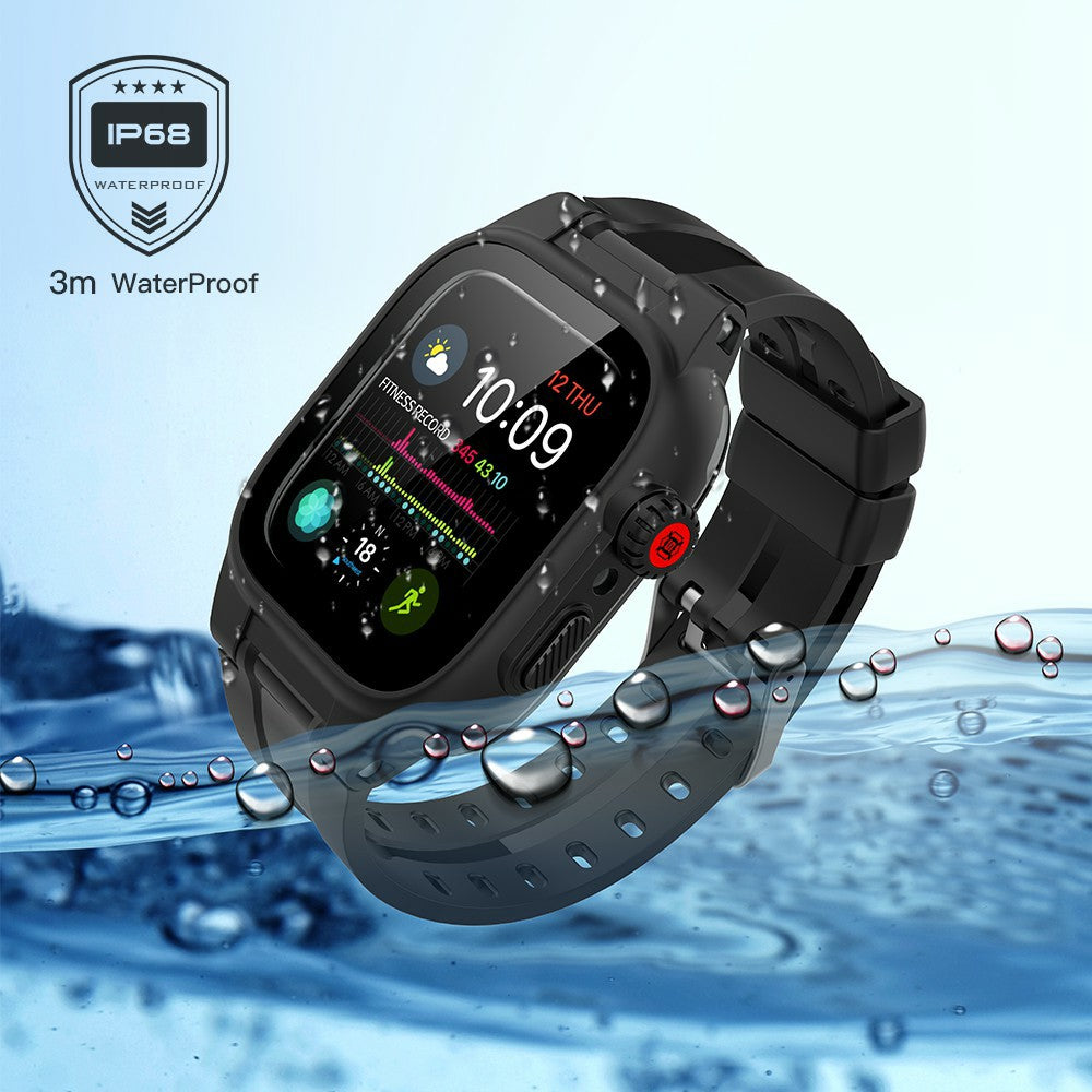 SHELLBOX Breathable Sports Silicone Watch Band+Waterproof Cover for Apple Watch Series SE / SE (2022) / 6 / 5 / 4 44mm