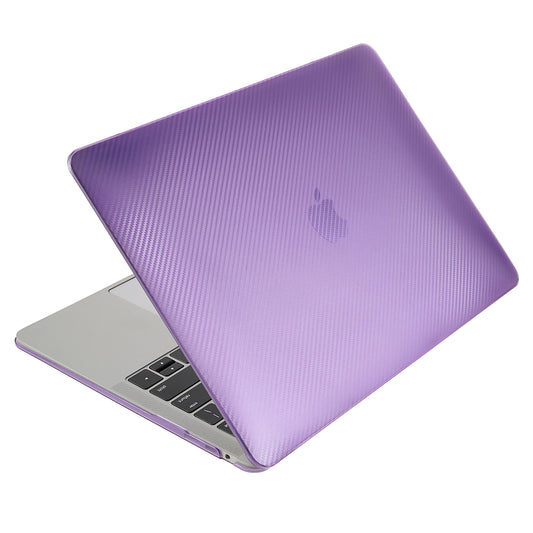 Carbon Fiber Texture Front and Back PC Laptop Protector Case for MacBook Air 13.3-inch with Retina Display A2179 (2020)/A1932/A2337 - Purple