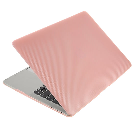 Carbon Fiber Texture Front and Back PC Laptop Protector Case for MacBook Air 13.3-inch with Retina Display A2179 (2020)/A1932/A2337 - Pink