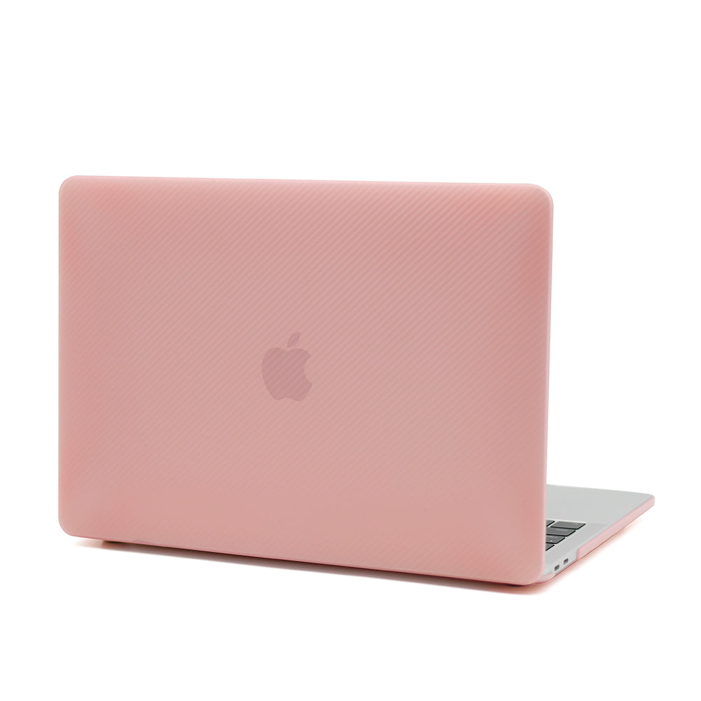 Carbon Fiber Texture Front and Back PC Laptop Protector Case for MacBook Air 13.3-inch with Retina Display A2179 (2020)/A1932/A2337 - Pink