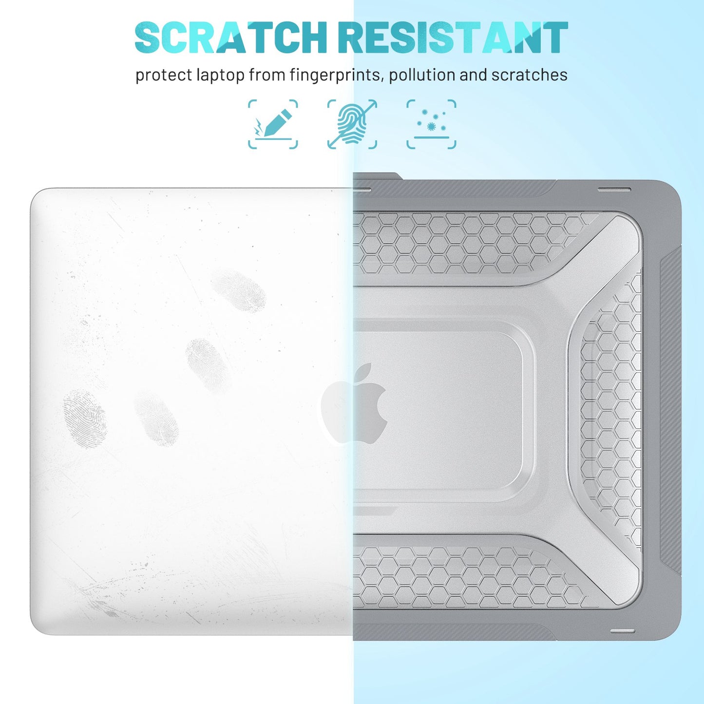 For MacBook Pro 13 inch (2020) PC + TPU Laptop Case Anti-scratch Full-Protection Notebook Cover with Supporting Feet - Grey