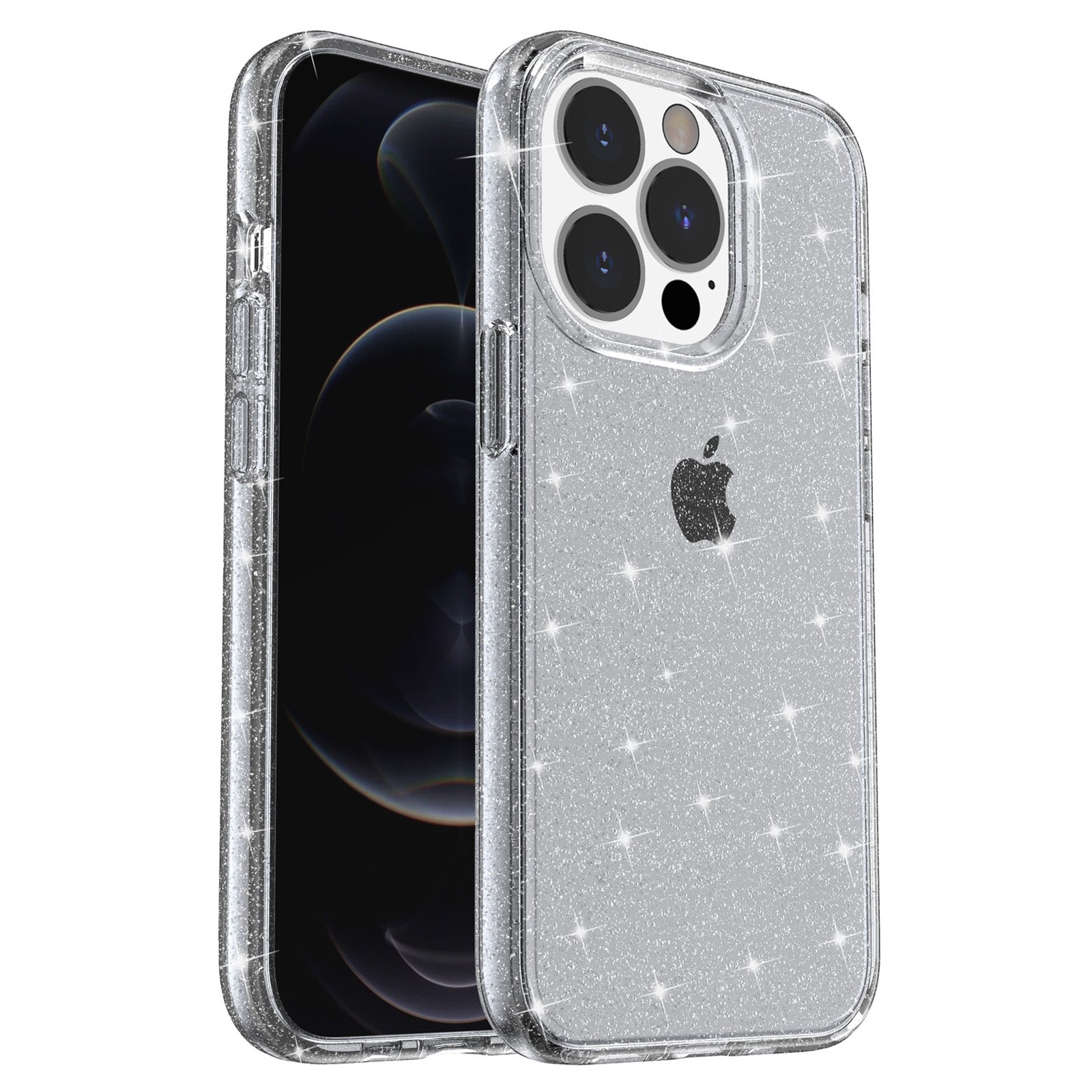 Uniqkart for iPhone 15 Pro Sparkly Glitter Anti-Scratch Case Hard PC + Soft TPU Phone Cover - Grey