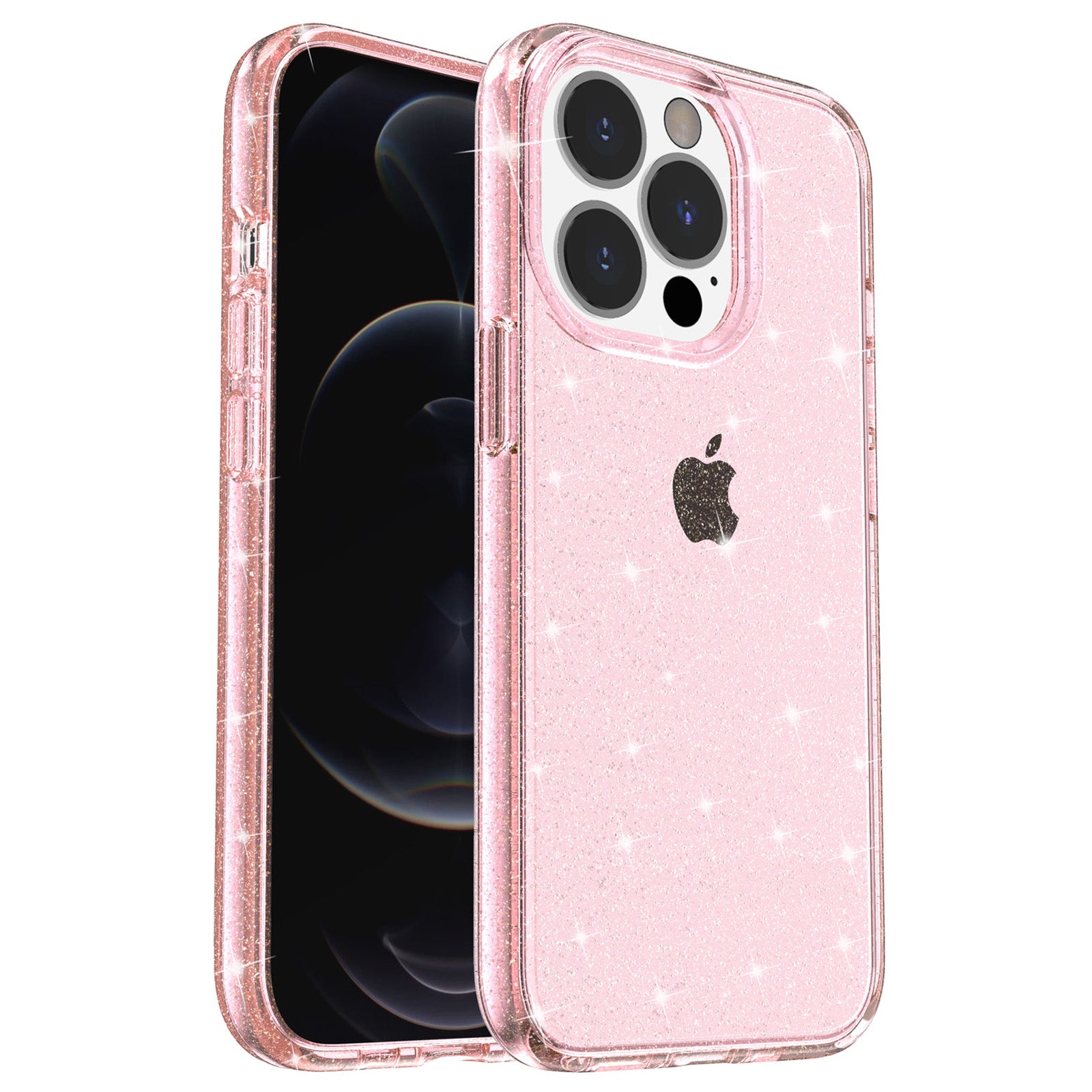 Uniqkart for iPhone 15 Pro Sparkly Glitter Anti-Scratch Case Hard PC + Soft TPU Phone Cover - Pink