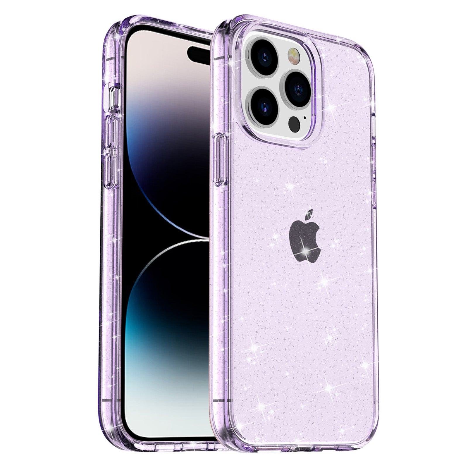 Uniqkart for iPhone 15 Pro Sparkly Glitter Anti-Scratch Case Hard PC + Soft TPU Phone Cover - Purple