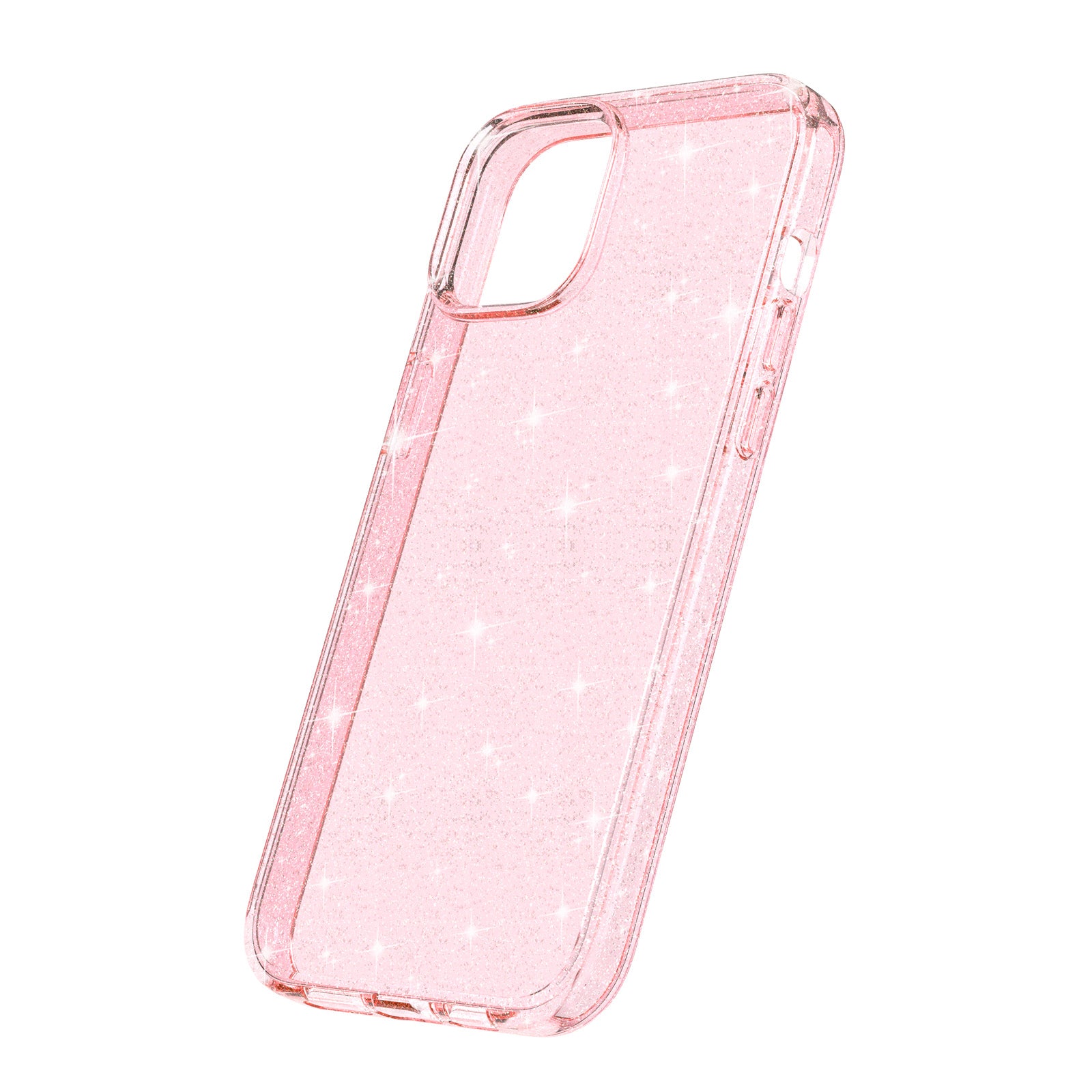 Uniqkart for iPhone 15 Plus Sparkly Glitter Protective Case Shockproof Hard PC + Soft TPU Phone Cover - Pink