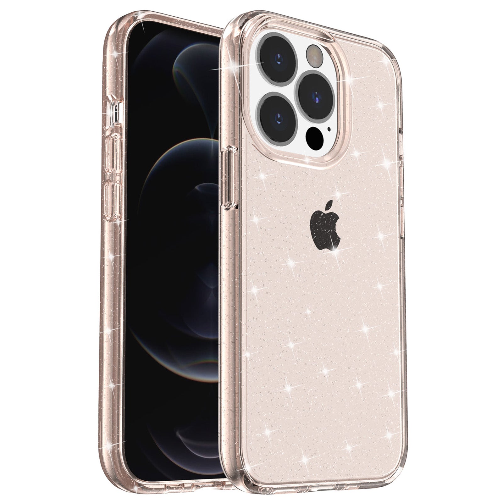Uniqkart for iPhone 15 Pro Max Sparkly Glitter Protective Case Hard PC + Soft TPU Anti-scratch Phone Cover - Gold
