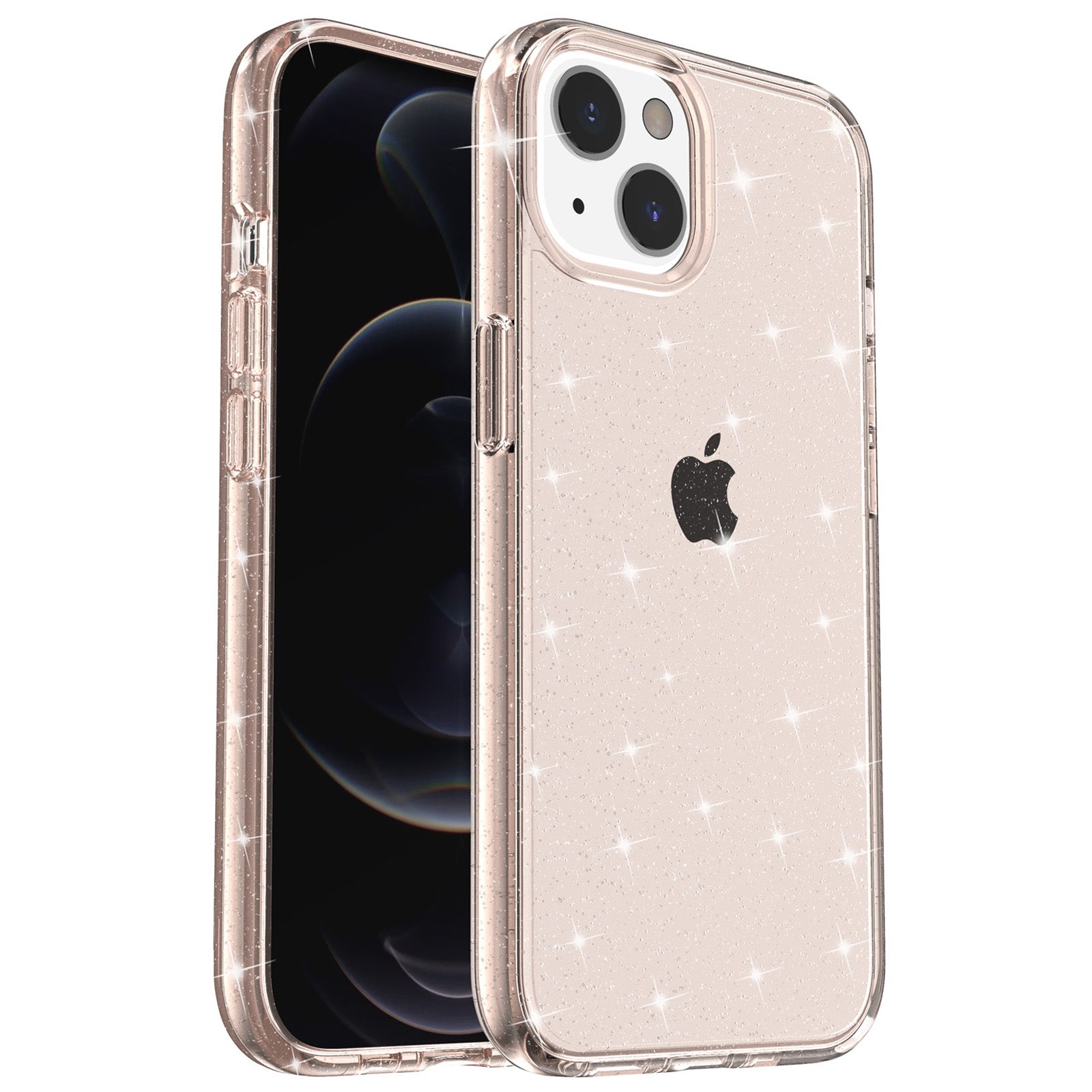 Uniqkart for iPhone 15 Bump Proof Protective Case Sparkly Glitter Hard PC + Soft TPU Phone Cover - Gold