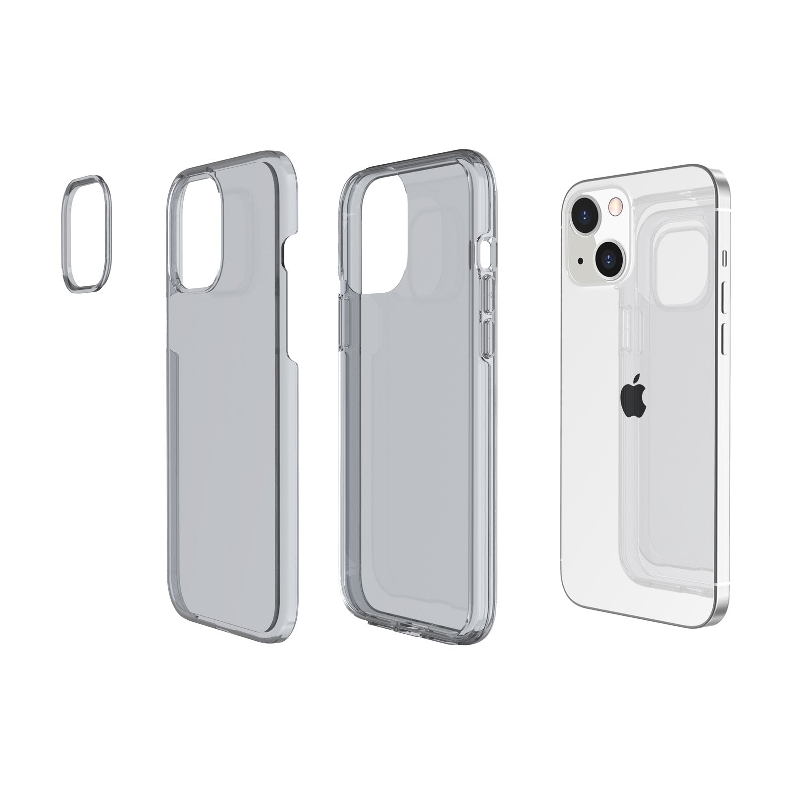 Transparent Phone Case for iPhone 15 , Hard PC + Soft TPU Case Anti-scratch Hybrid Cover - Transparent Grey