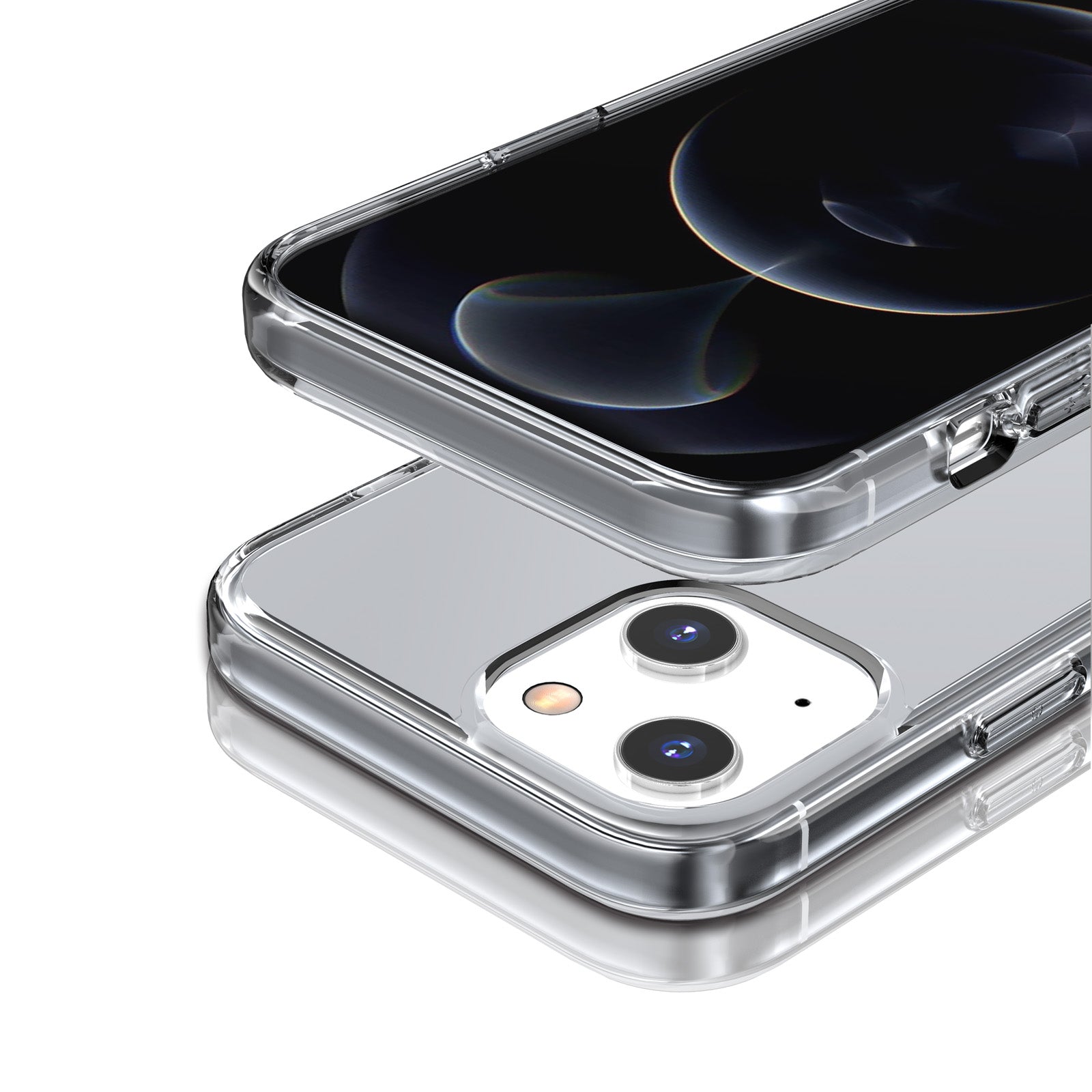 Transparent Phone Case for iPhone 15 , Hard PC + Soft TPU Case Anti-scratch Hybrid Cover - Transparent Grey
