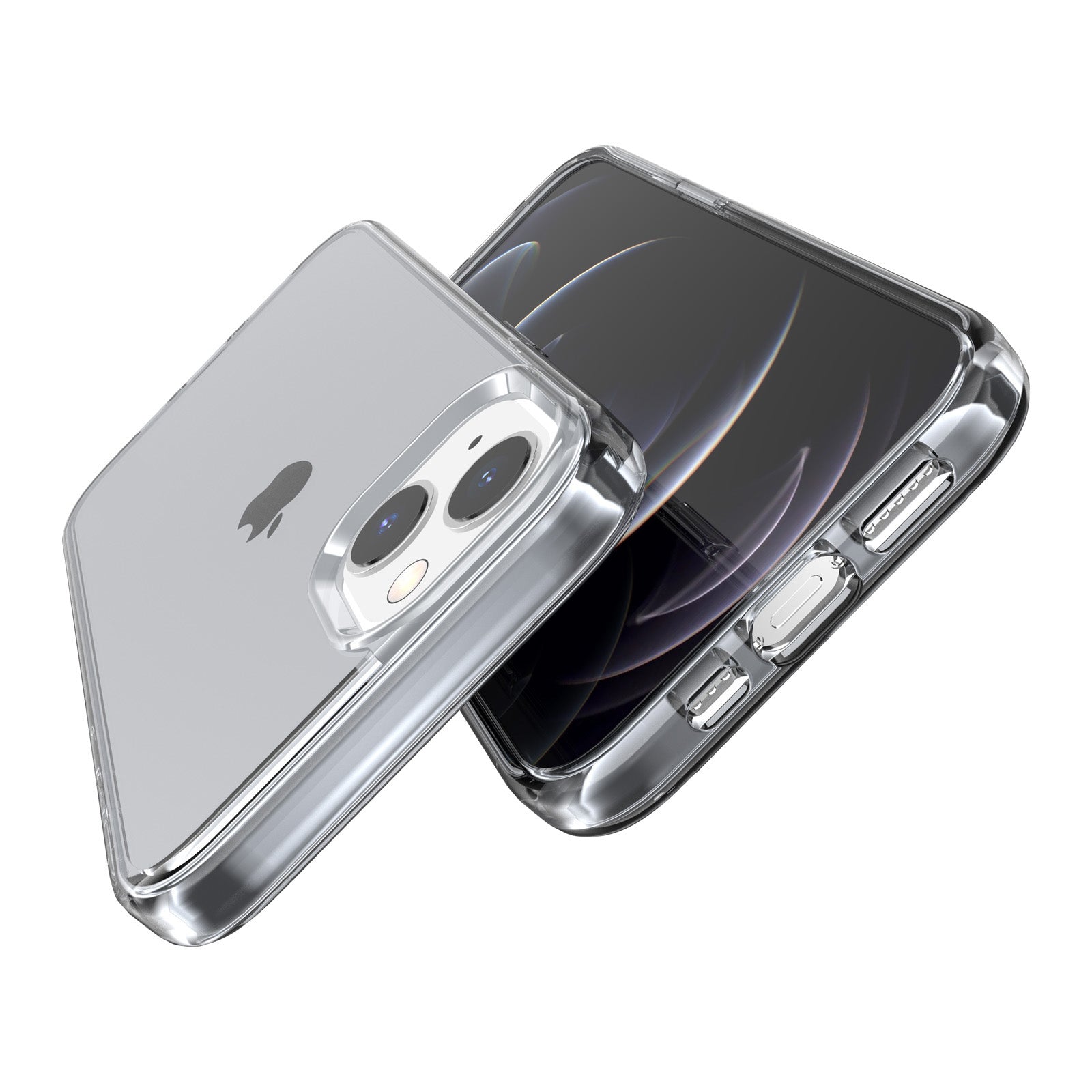 Transparent Phone Case for iPhone 15 , Hard PC + Soft TPU Case Anti-scratch Hybrid Cover - Transparent Grey