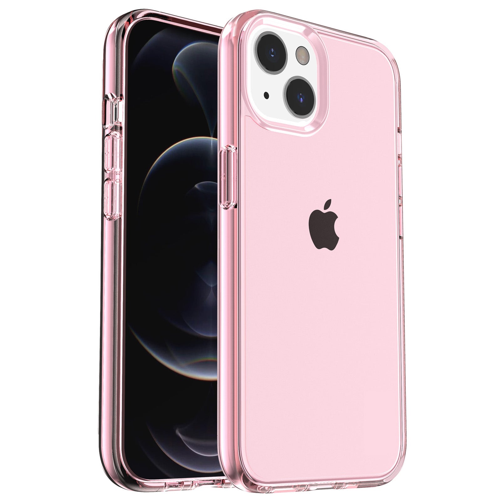 Transparent Phone Case for iPhone 15 , Hard PC + Soft TPU Case Anti-scratch Hybrid Cover - Transparent Pink