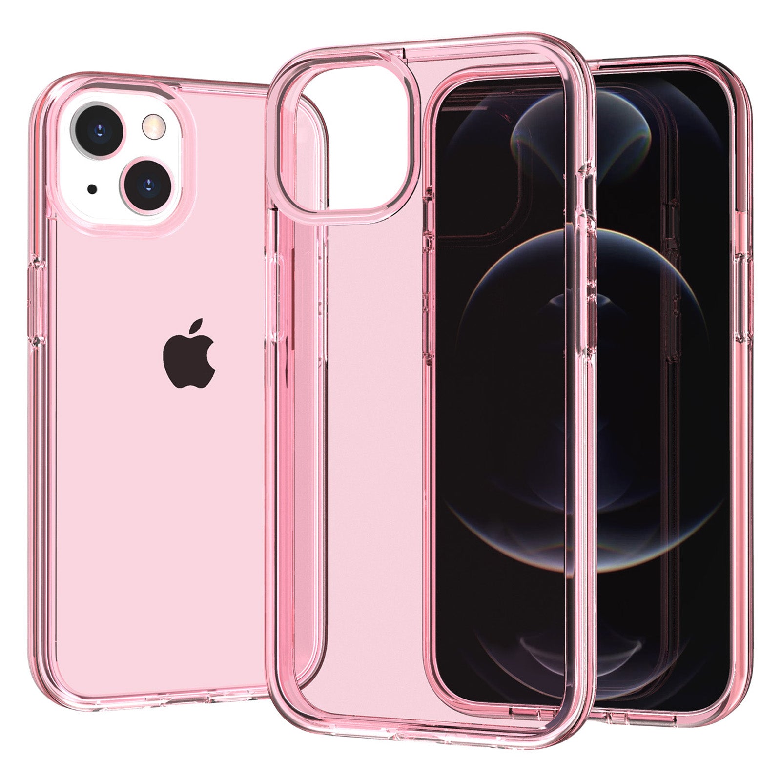 Transparent Phone Case for iPhone 15 , Hard PC + Soft TPU Case Anti-scratch Hybrid Cover - Transparent Pink