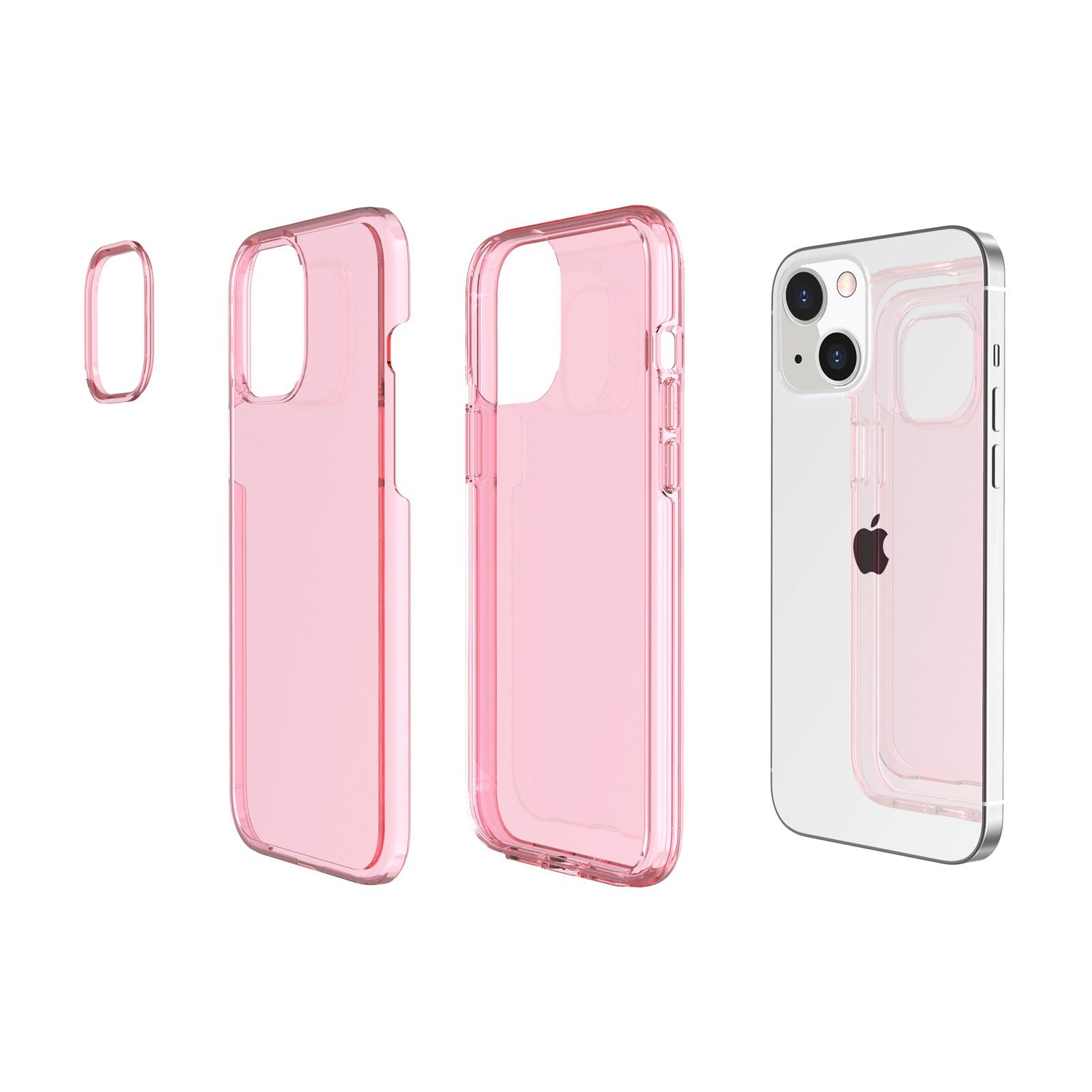 Transparent Phone Case for iPhone 15 , Hard PC + Soft TPU Case Anti-scratch Hybrid Cover - Transparent Pink