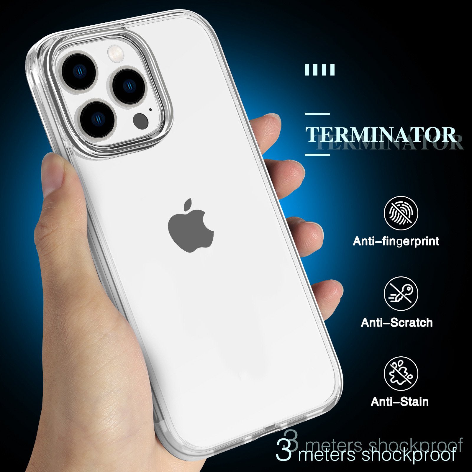 Transparent Phone Case for iPhone 15 Pro Max , Anti-fall Hard PC + Soft TPU Case Hybrid Cover - Transparent