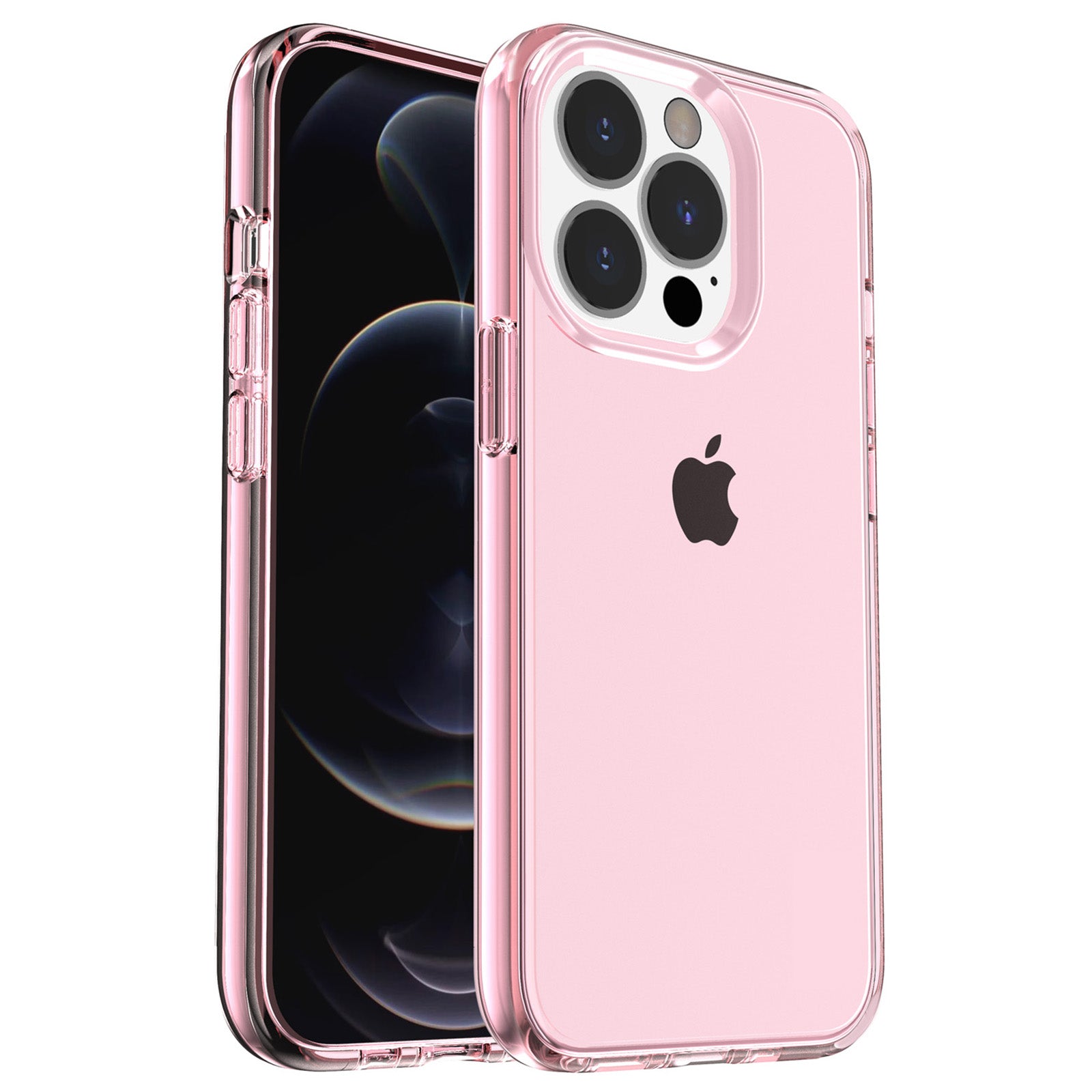 Transparent Phone Case for iPhone 15 Pro Max , Anti-fall Hard PC + Soft TPU Case Hybrid Cover - Transparent Pink