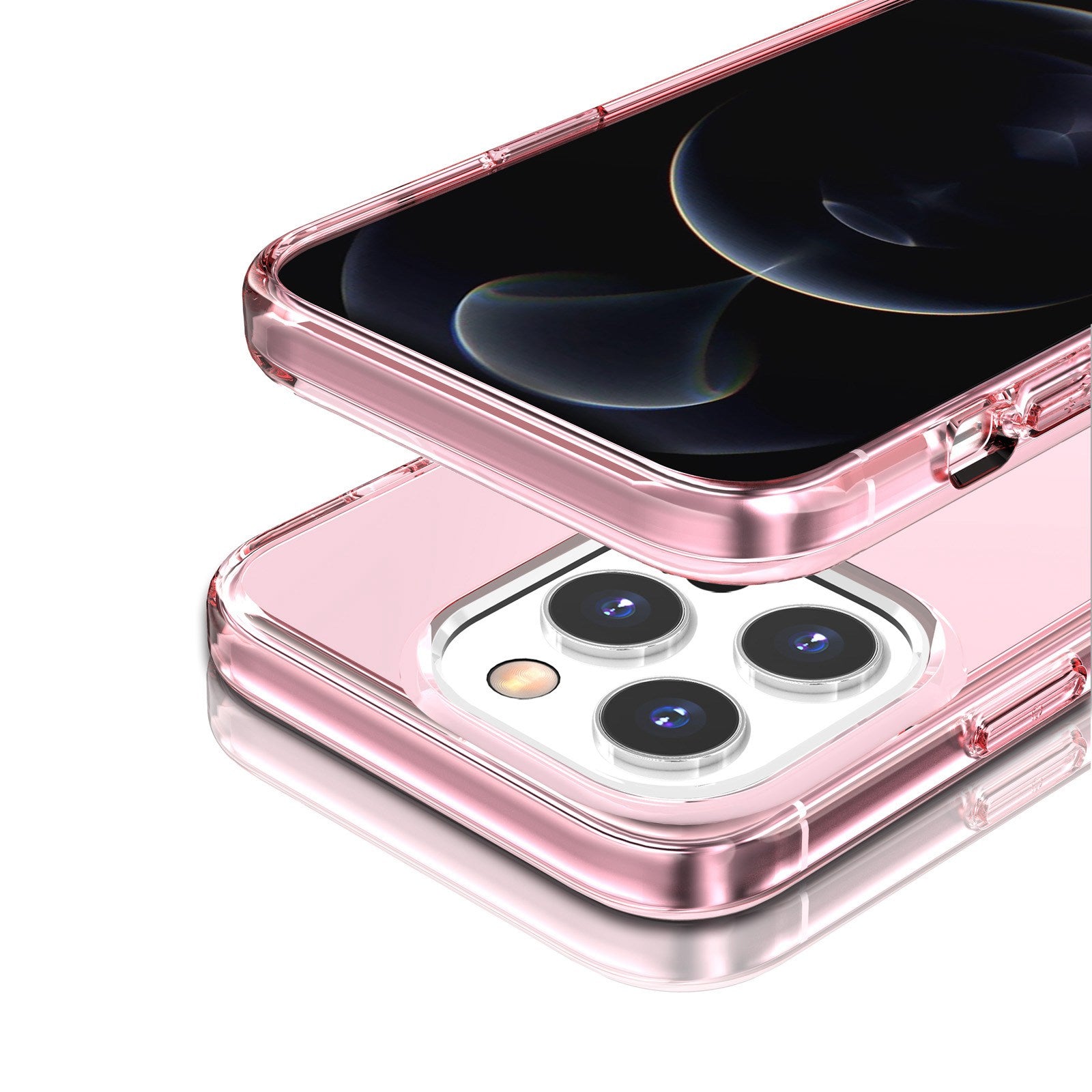 Transparent Phone Case for iPhone 15 Pro Max , Anti-fall Hard PC + Soft TPU Case Hybrid Cover - Transparent Pink