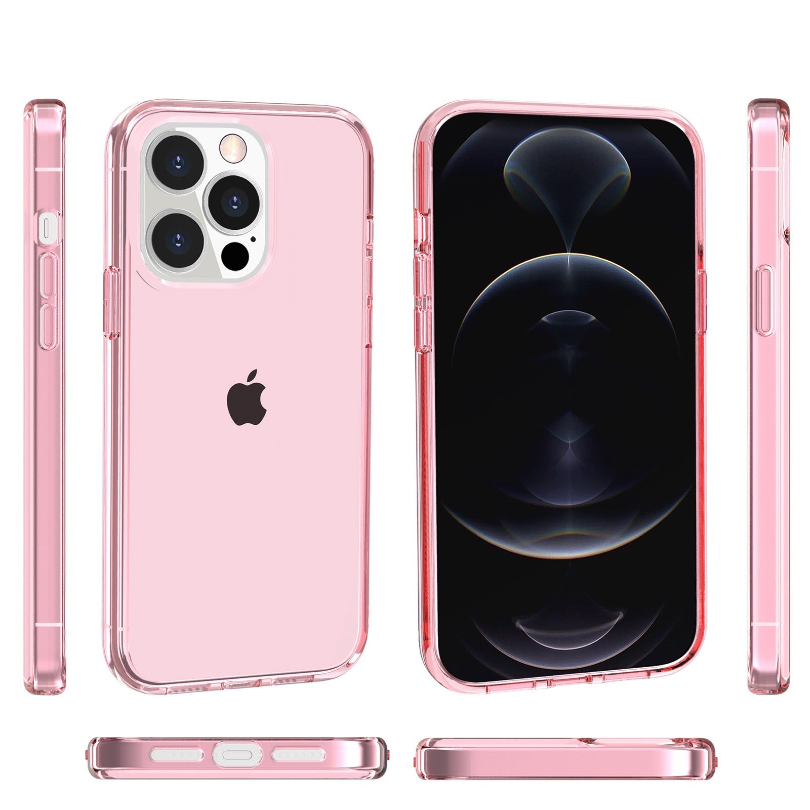 Transparent Phone Case for iPhone 15 Pro Max , Anti-fall Hard PC + Soft TPU Case Hybrid Cover - Transparent Pink