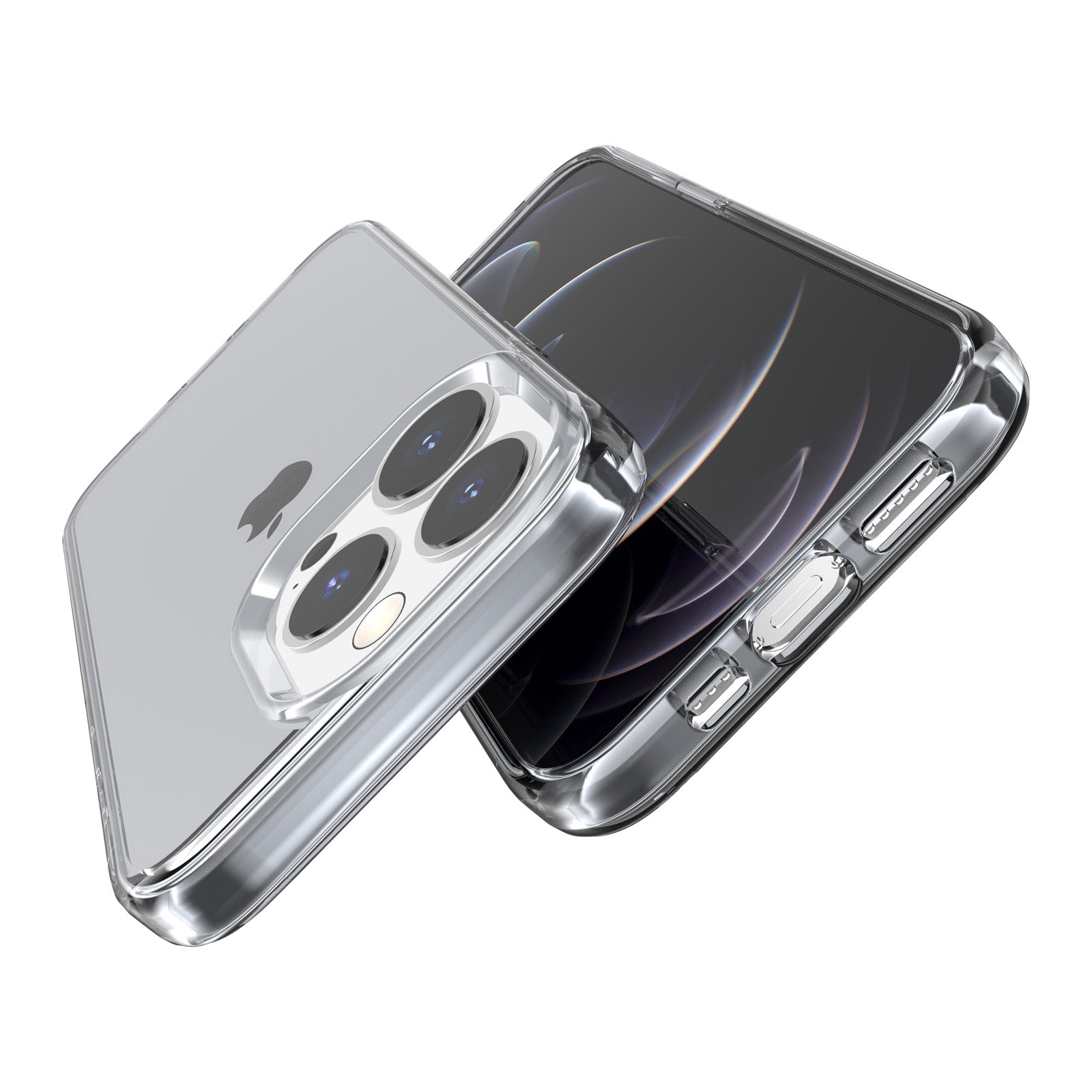 Transparent Phone Case for iPhone 15 Pro Max , Anti-fall Hard PC + Soft TPU Case Hybrid Cover - Transparent Grey