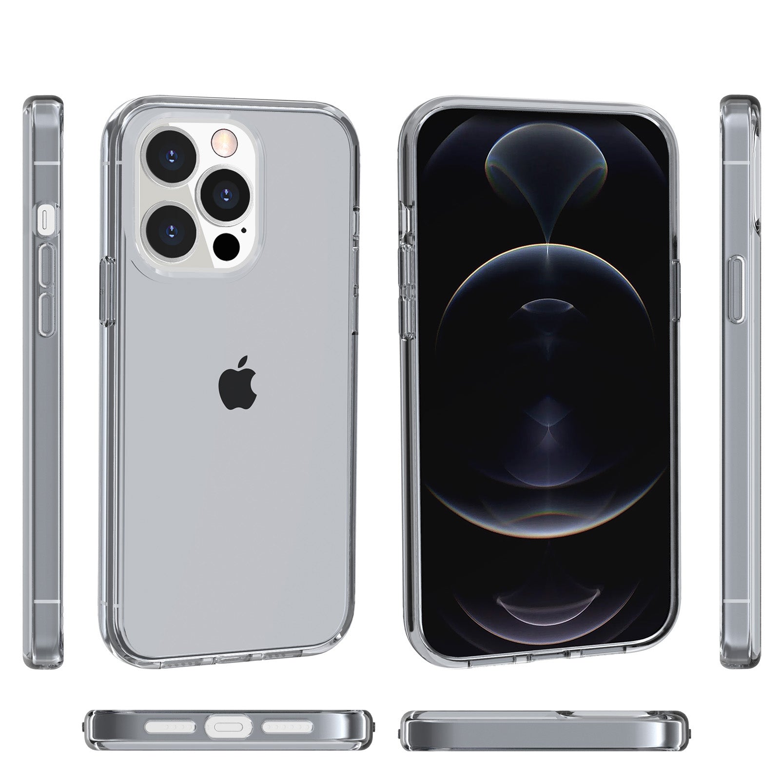 Transparent Phone Case for iPhone 15 Pro Max , Anti-fall Hard PC + Soft TPU Case Hybrid Cover - Transparent Grey