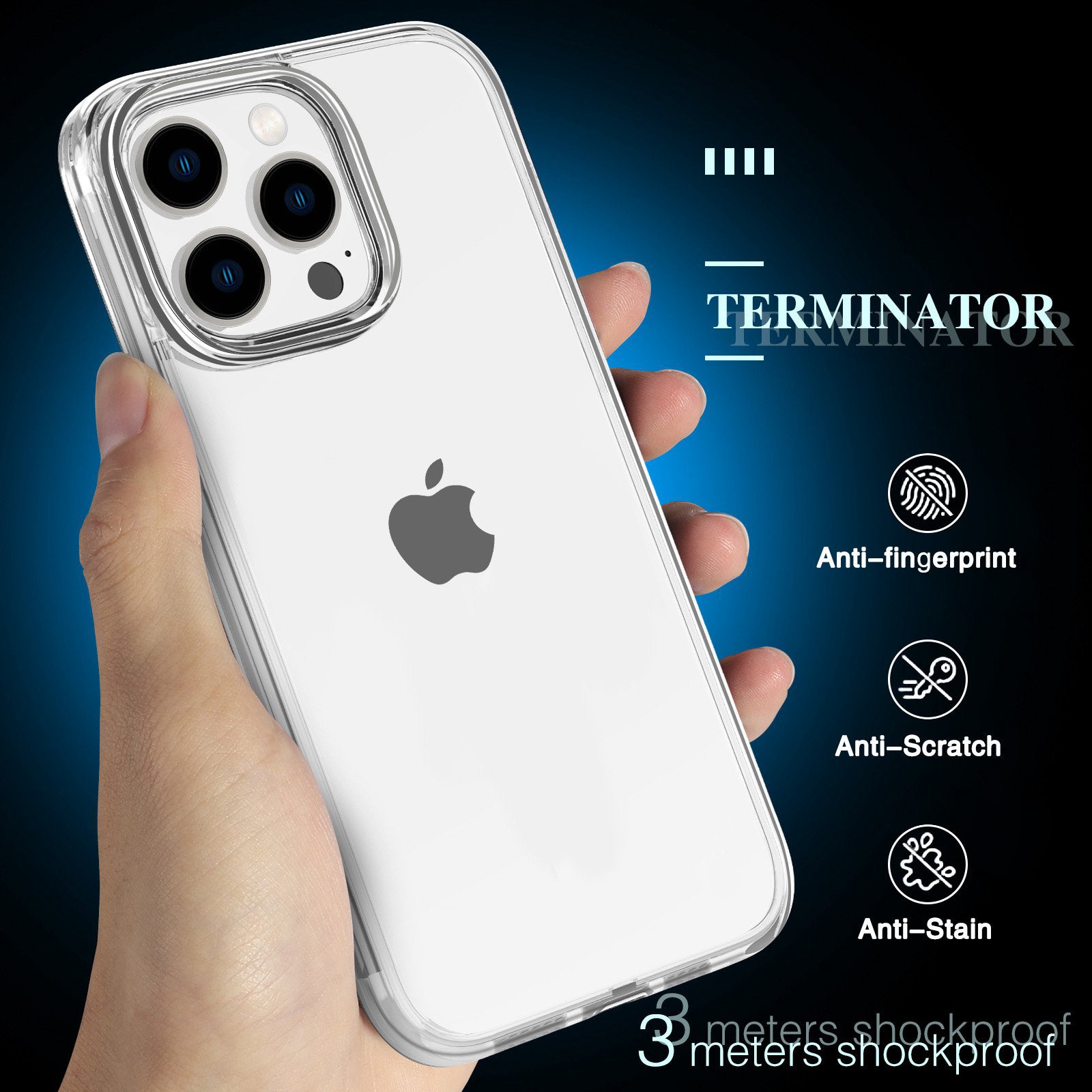 Transparent Phone Case for iPhone 15 Pro Max , Anti-fall Hard PC + Soft TPU Case Hybrid Cover - Transparent Grey