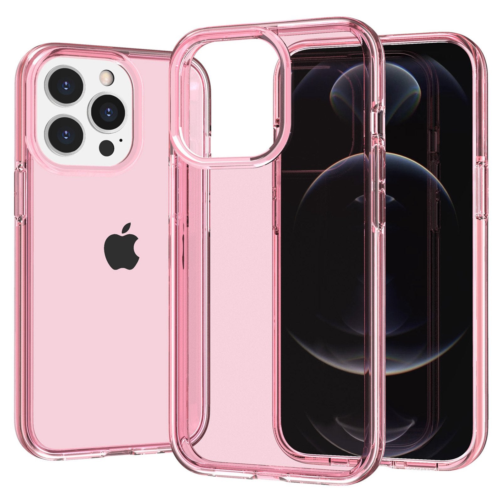 Transparent Phone Case for iPhone 15 Pro , Hard PC + Soft TPU Case Anti-collision Hybrid Cover - Transparent Pink