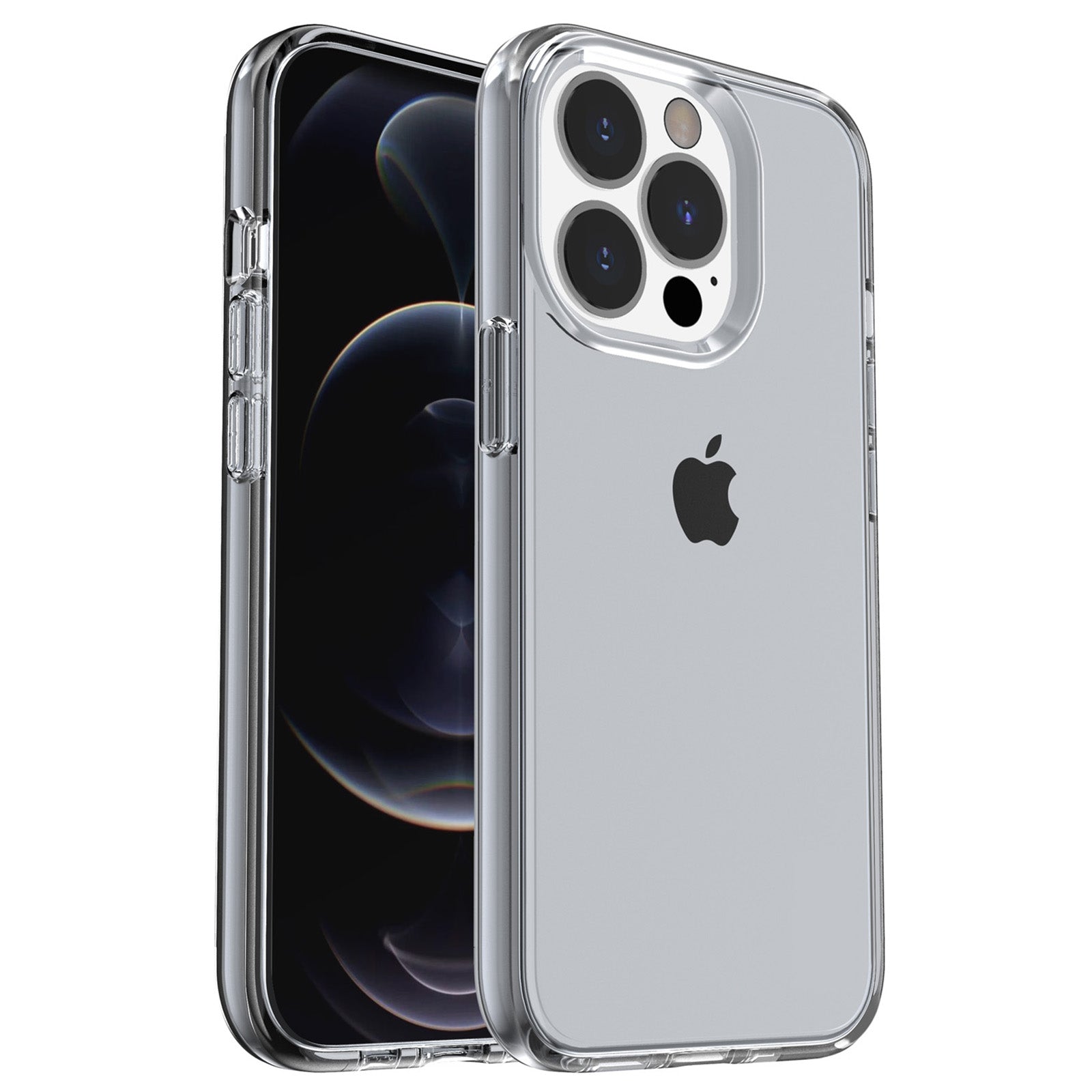 Transparent Phone Case for iPhone 15 Pro , Hard PC + Soft TPU Case Anti-collision Hybrid Cover - Transparent Grey