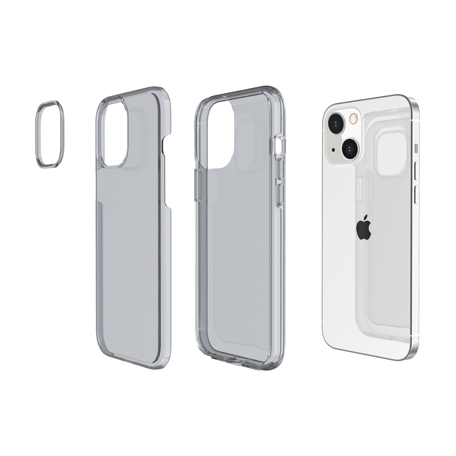Phone Case for iPhone 15 Plus , Transparent Hard PC + Soft TPU Case Hybrid Cover - Transparent Grey