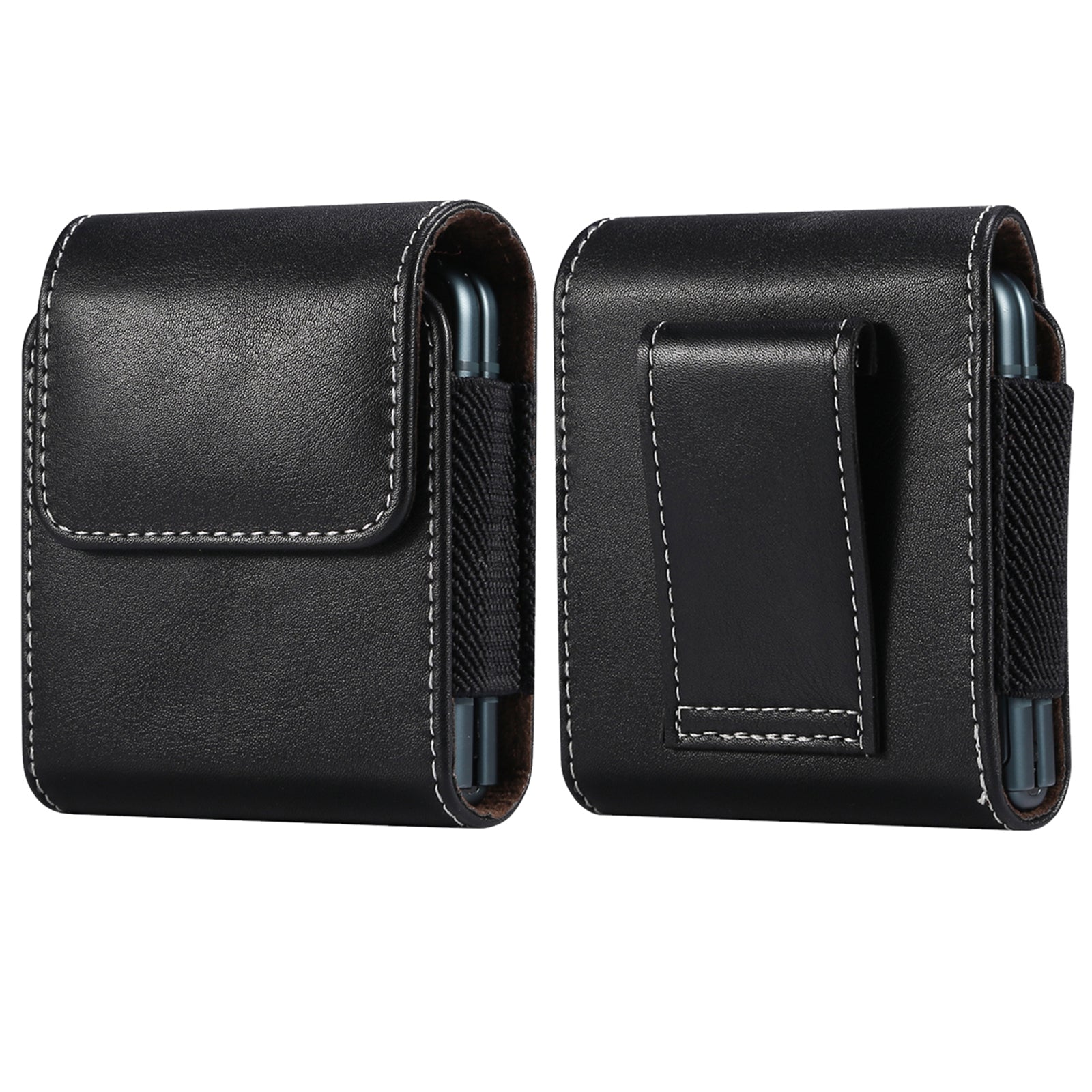 Microfiber Leather Vertical Flip Case Cell Phone Holster Belt Waist Bag for Samsung Galaxy Z Flip / Galaxy Z Flip3 5G / Motorola Razr 5G