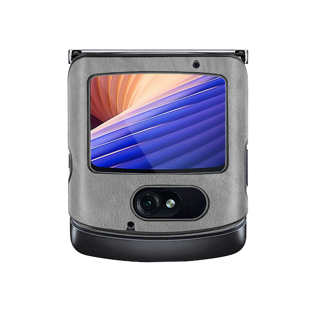 Litchi Texture Protector PU Leather Coated Plastic Cover for Motorola Razr 5G/Razr (2020) - Grey