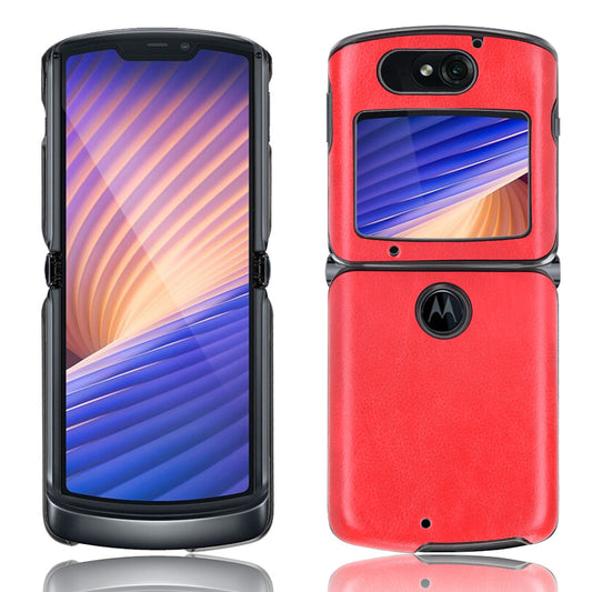 Litchi Texture Protector PU Leather Coated Plastic Cover for Motorola Razr 5G/Razr (2020) - Red