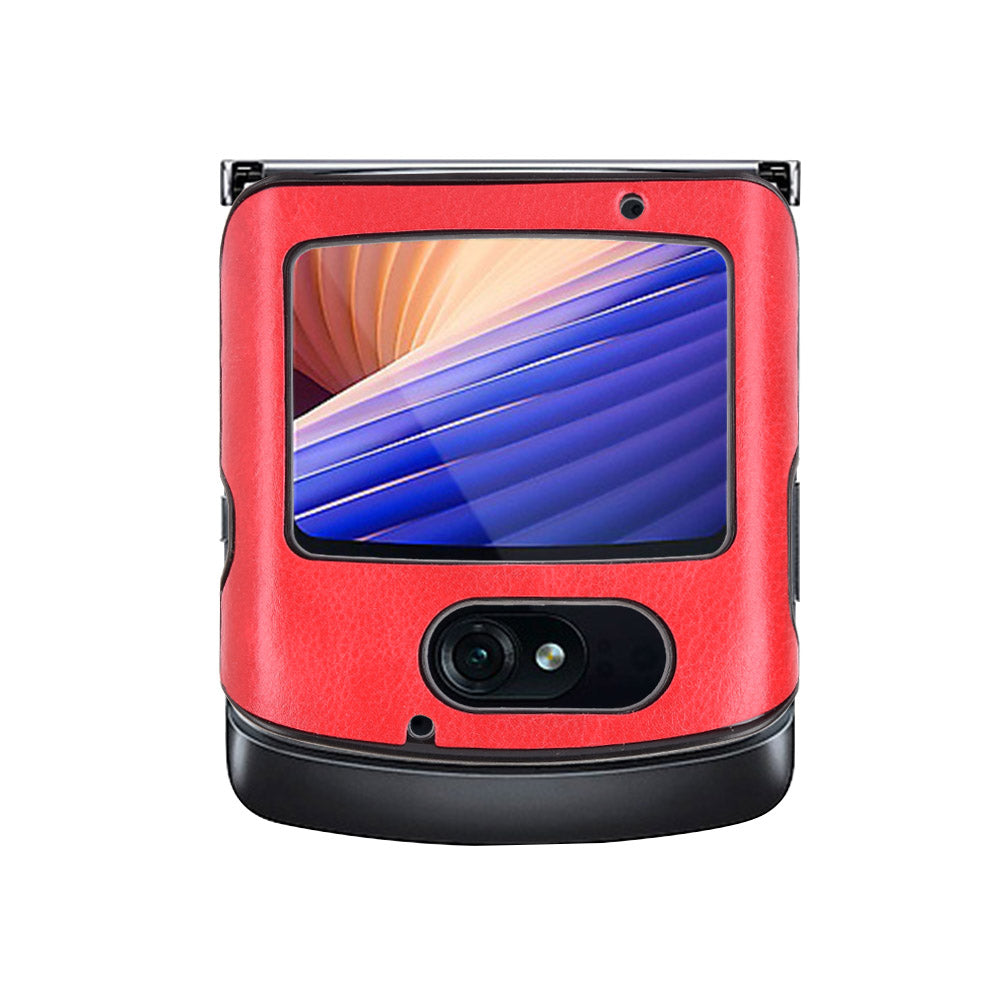 Litchi Texture Protector PU Leather Coated Plastic Cover for Motorola Razr 5G/Razr (2020) - Red
