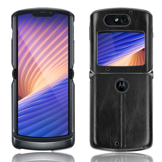 PC + TPU Hybrid Case PU Leather Surface Phone Cover for Motorola Razr 5G/Razr (2020) - Black