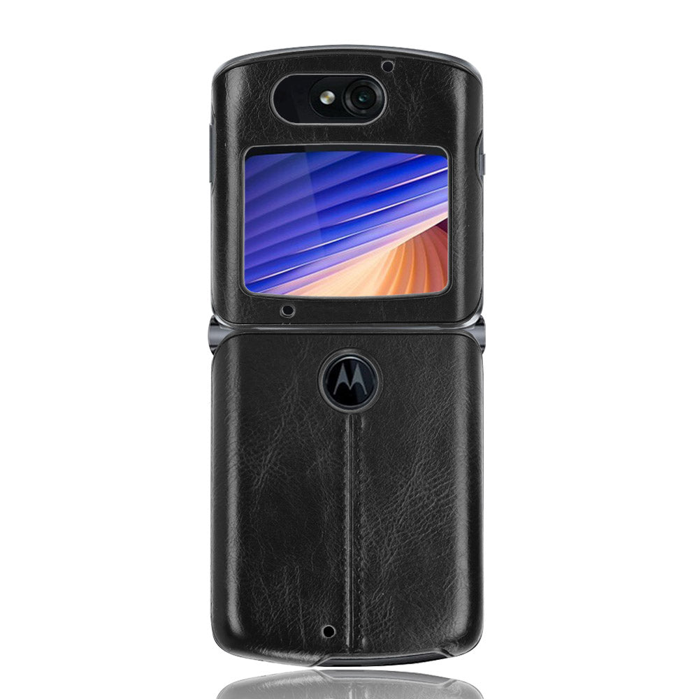 PC + TPU Hybrid Case PU Leather Surface Phone Cover for Motorola Razr 5G/Razr (2020) - Black