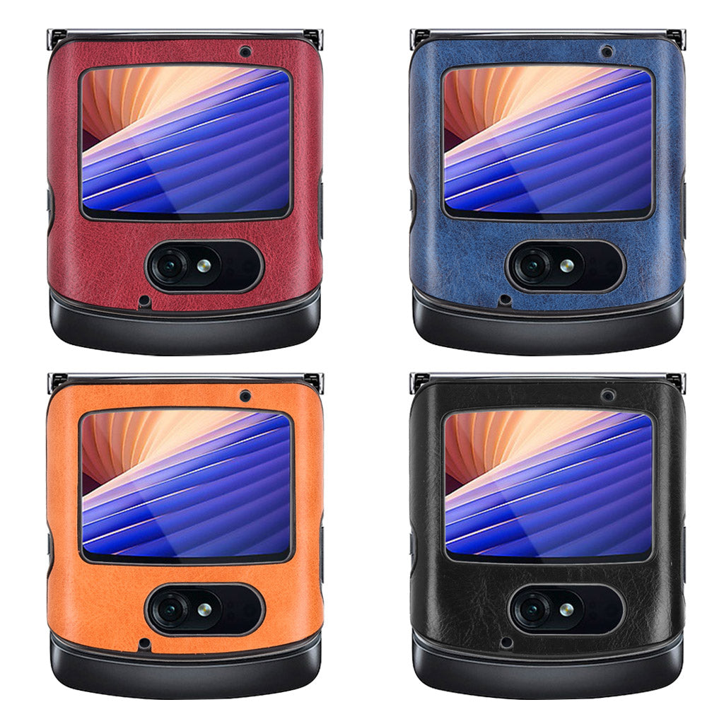 PC + TPU Hybrid Case PU Leather Surface Phone Cover for Motorola Razr 5G/Razr (2020) - Black