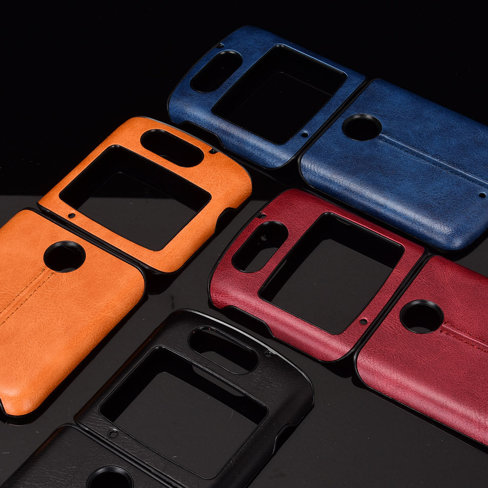 PC + TPU Hybrid Case PU Leather Surface Phone Cover for Motorola Razr 5G/Razr (2020) - Black