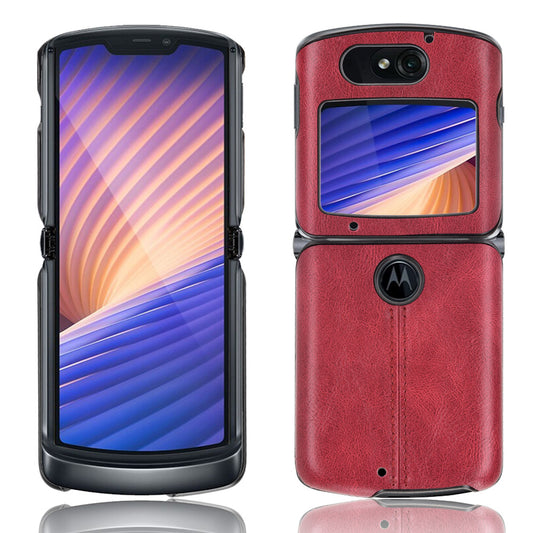 PC + TPU Hybrid Case PU Leather Surface Phone Cover for Motorola Razr 5G/Razr (2020) - Red