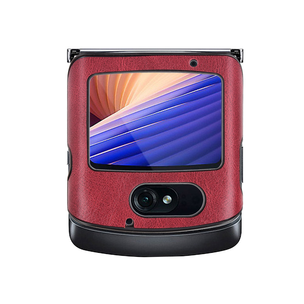 PC + TPU Hybrid Case PU Leather Surface Phone Cover for Motorola Razr 5G/Razr (2020) - Red