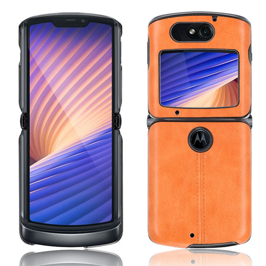 PC + TPU Hybrid Case PU Leather Surface Phone Cover for Motorola Razr 5G/Razr (2020) - Yellow