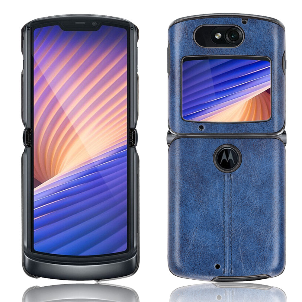 PC + TPU Hybrid Case PU Leather Surface Phone Cover for Motorola Razr 5G/Razr (2020) - Blue