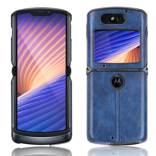 PC + TPU Hybrid Case PU Leather Surface Phone Cover for Motorola Razr 5G/Razr (2020) - Blue