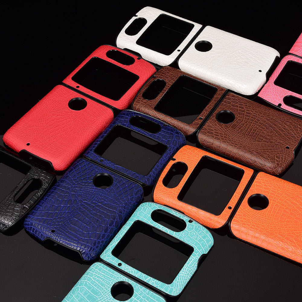 Crocodile Texture PU Leather Coated Plastic Phone Case for Motorola Razr 5G / Razr 2020 - Black