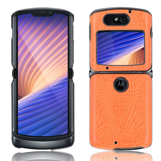 Crocodile Texture PU Leather Coated Plastic Phone Case for Motorola Razr 5G / Razr 2020 - Orange