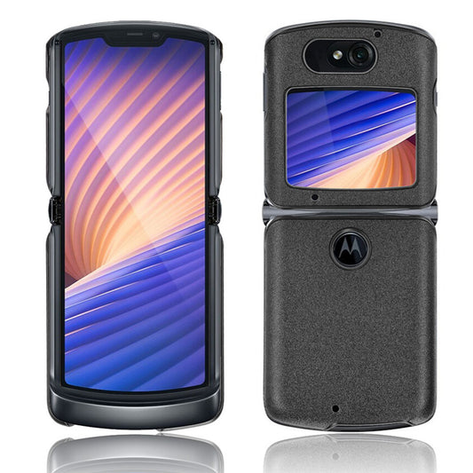 Sand Dermatoglyph Surface PU Leather Coated Plastic Cover for Motorola Razr 5G/Razr (2020) - Black