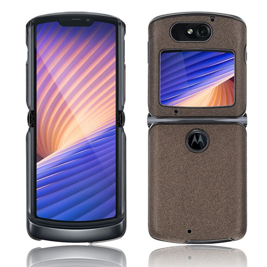 Sand Dermatoglyph Surface PU Leather Coated Plastic Cover for Motorola Razr 5G/Razr (2020) - Brown