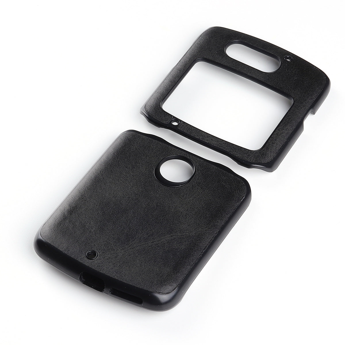 Leather Coated PC Phone Case for Motorola Razr 5G - Black