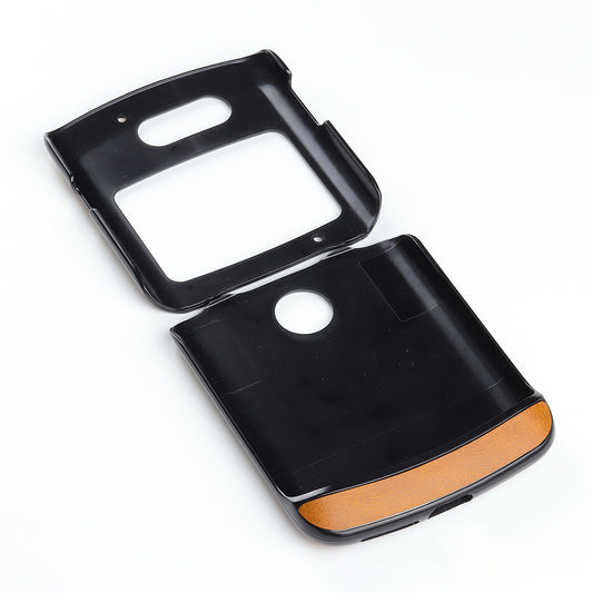 Leather Coated PC Phone Case for Motorola Razr 5G - Brown