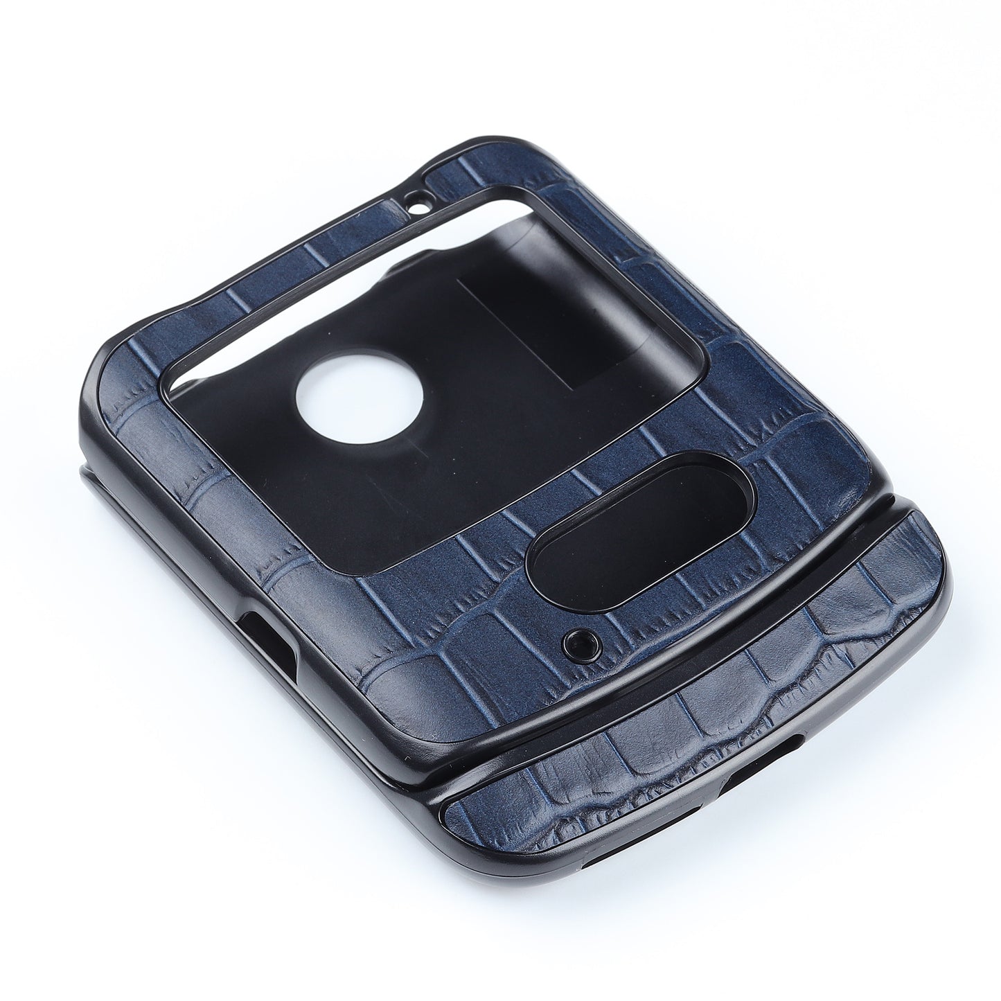 Crocodile Texture Genuine Leather Coated Plastic Phone Case for Motorola Razr 5G - Blue