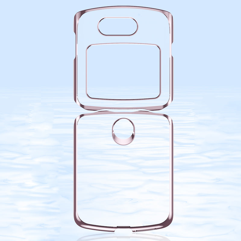 Electroplating Transparent Folding Protective Shell Phone Case for Motorola Razr 5G - Rose Gold